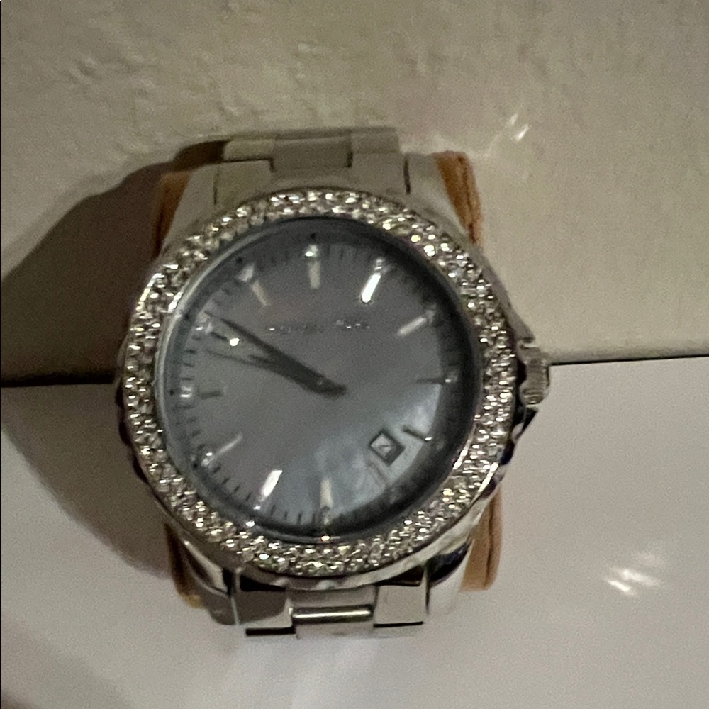 Michael Kors Silver Watch with Crystal Accents